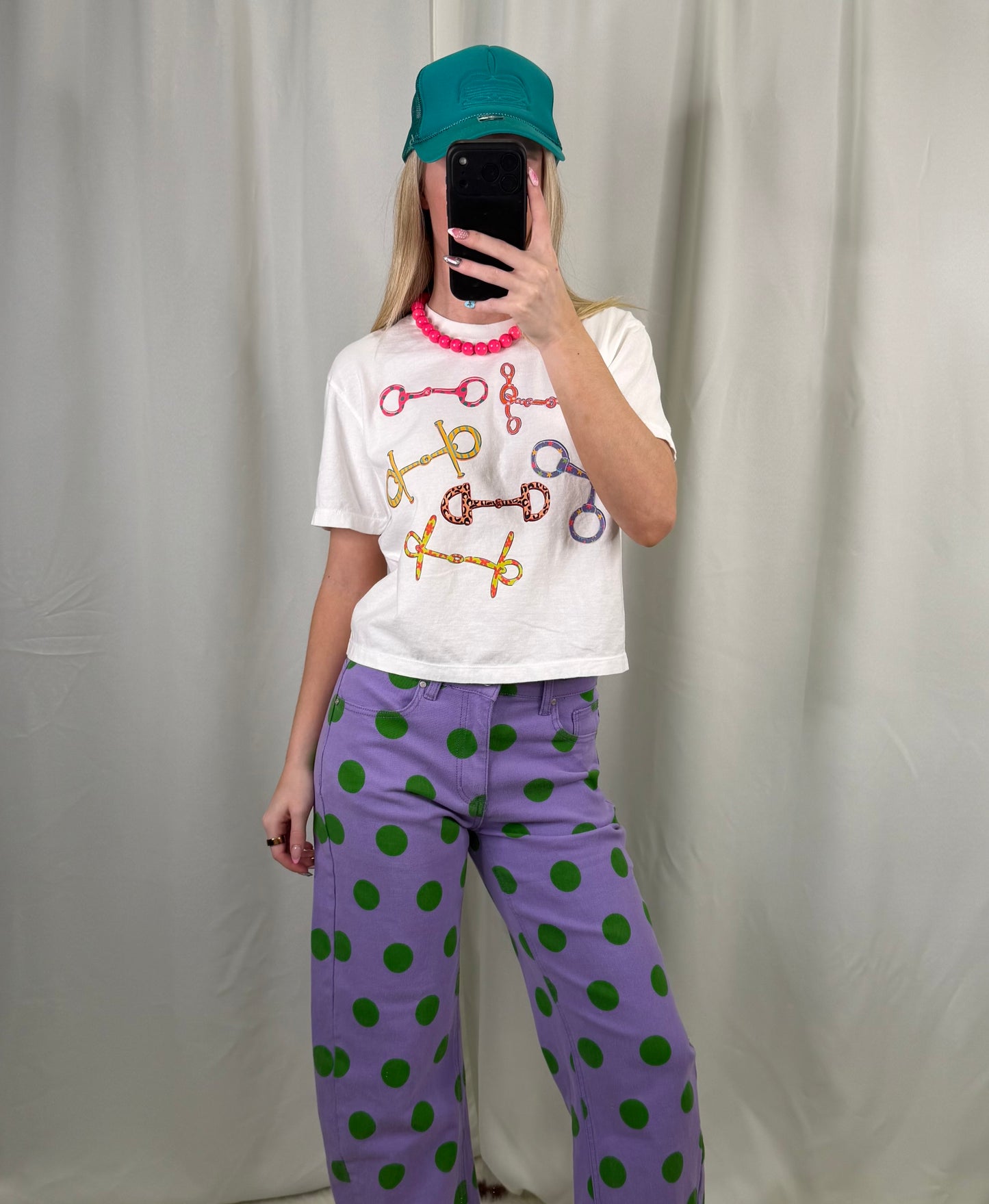 Multi-Colored Snaffle Bit Crop Tee