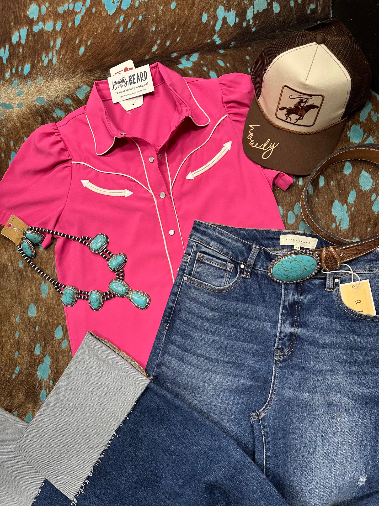 Pink Cowboy Pearl Snap Blouse