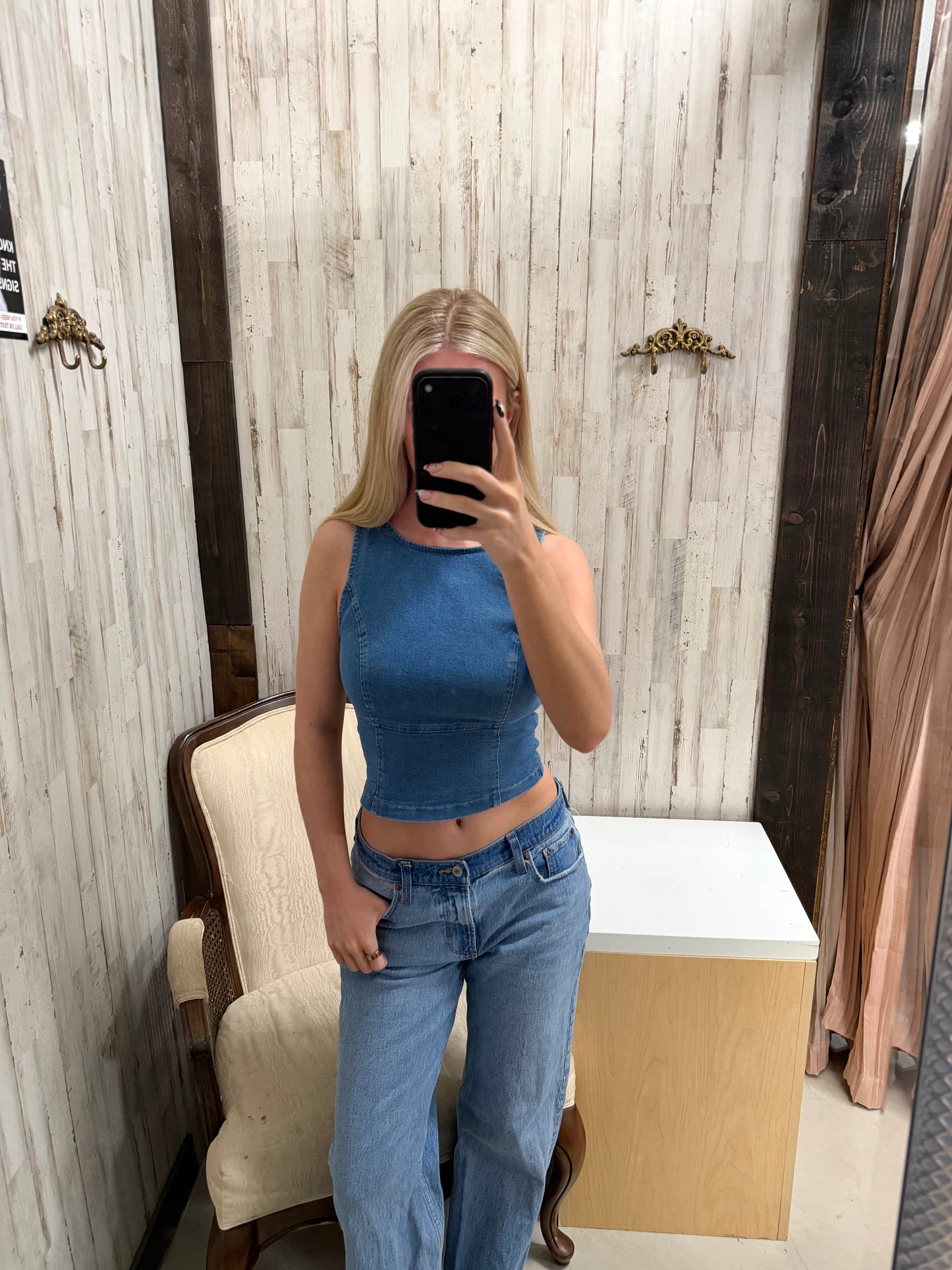"Sandy Mae" Stretch Denim Top