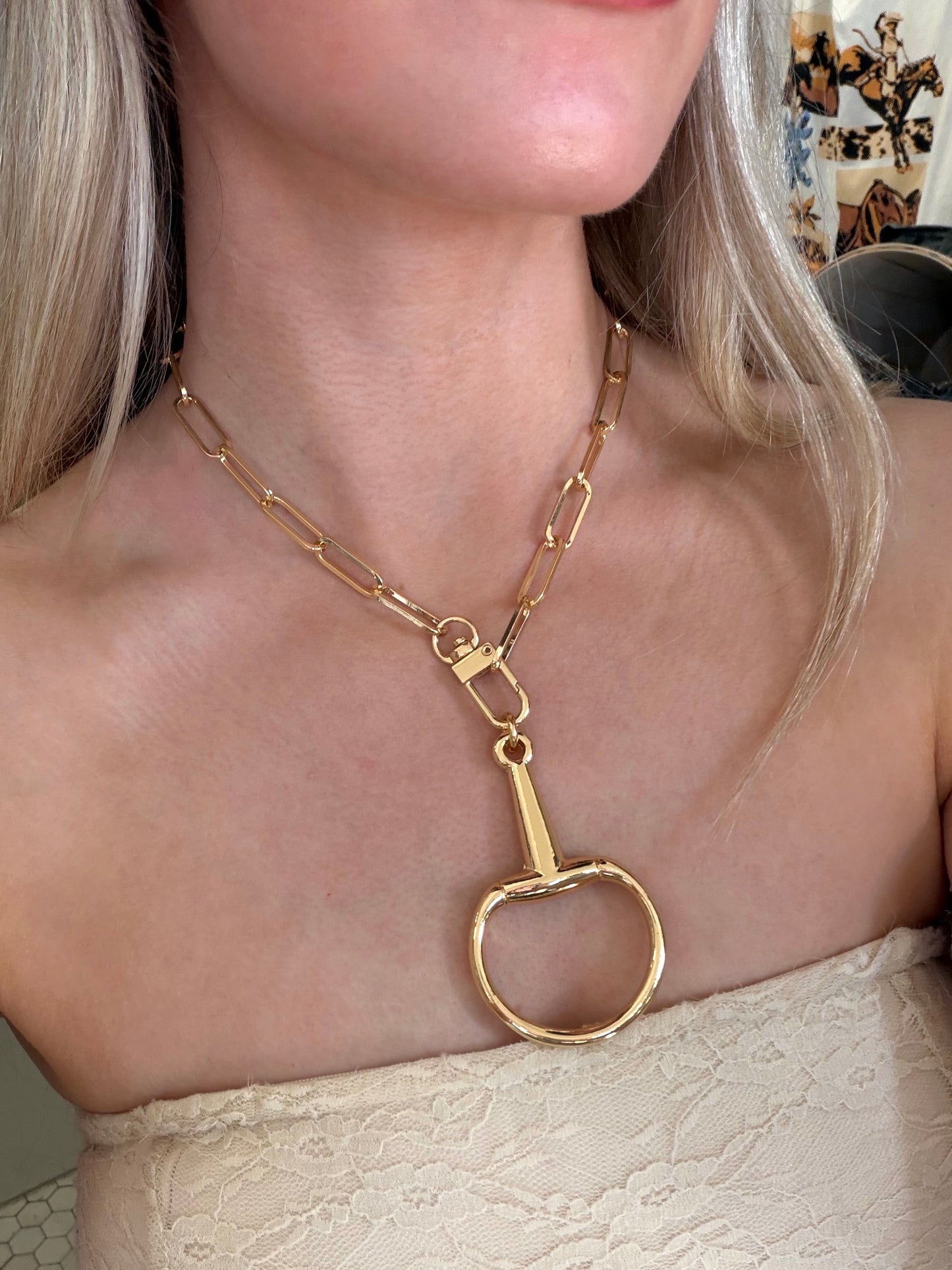 Gold Snaffle Bit Necklace
