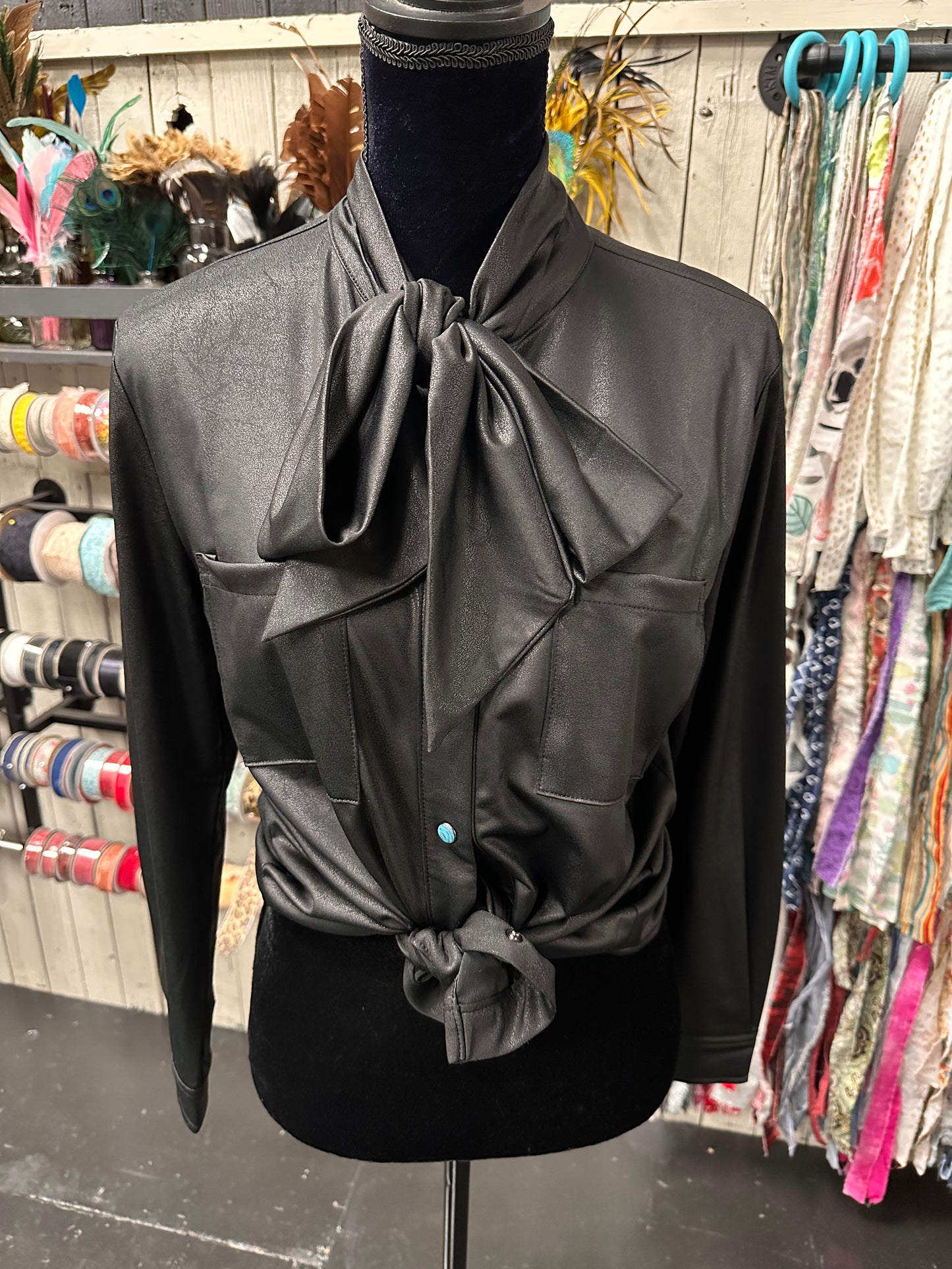Black Leather Outlaw Top