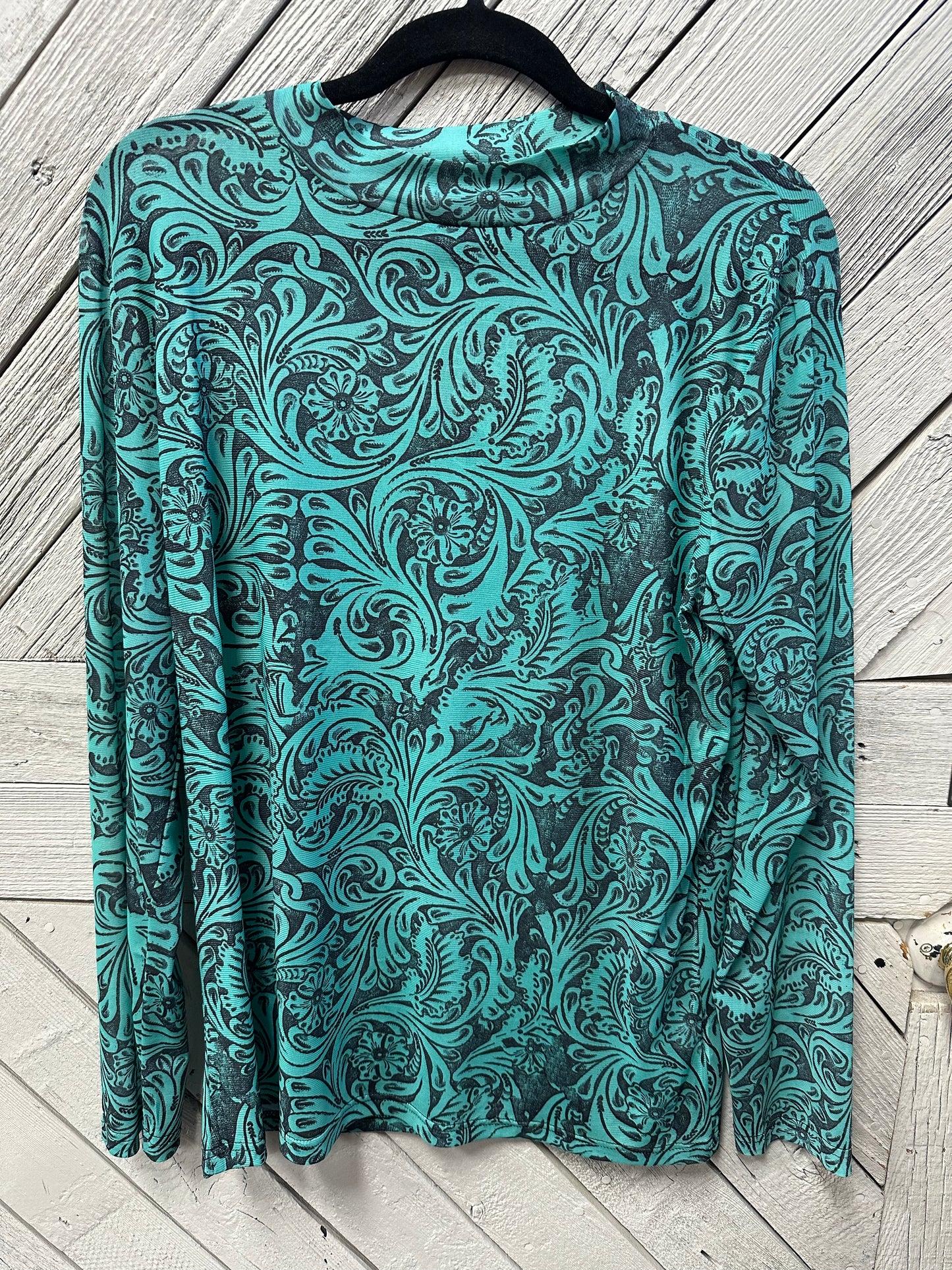 Tooled Turquoise Mesh Top