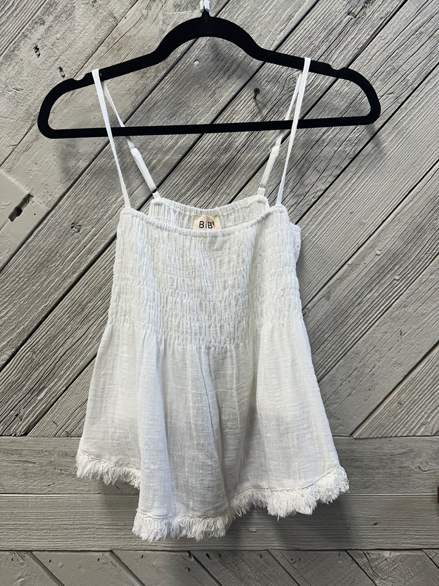 White Frailed Tank Top