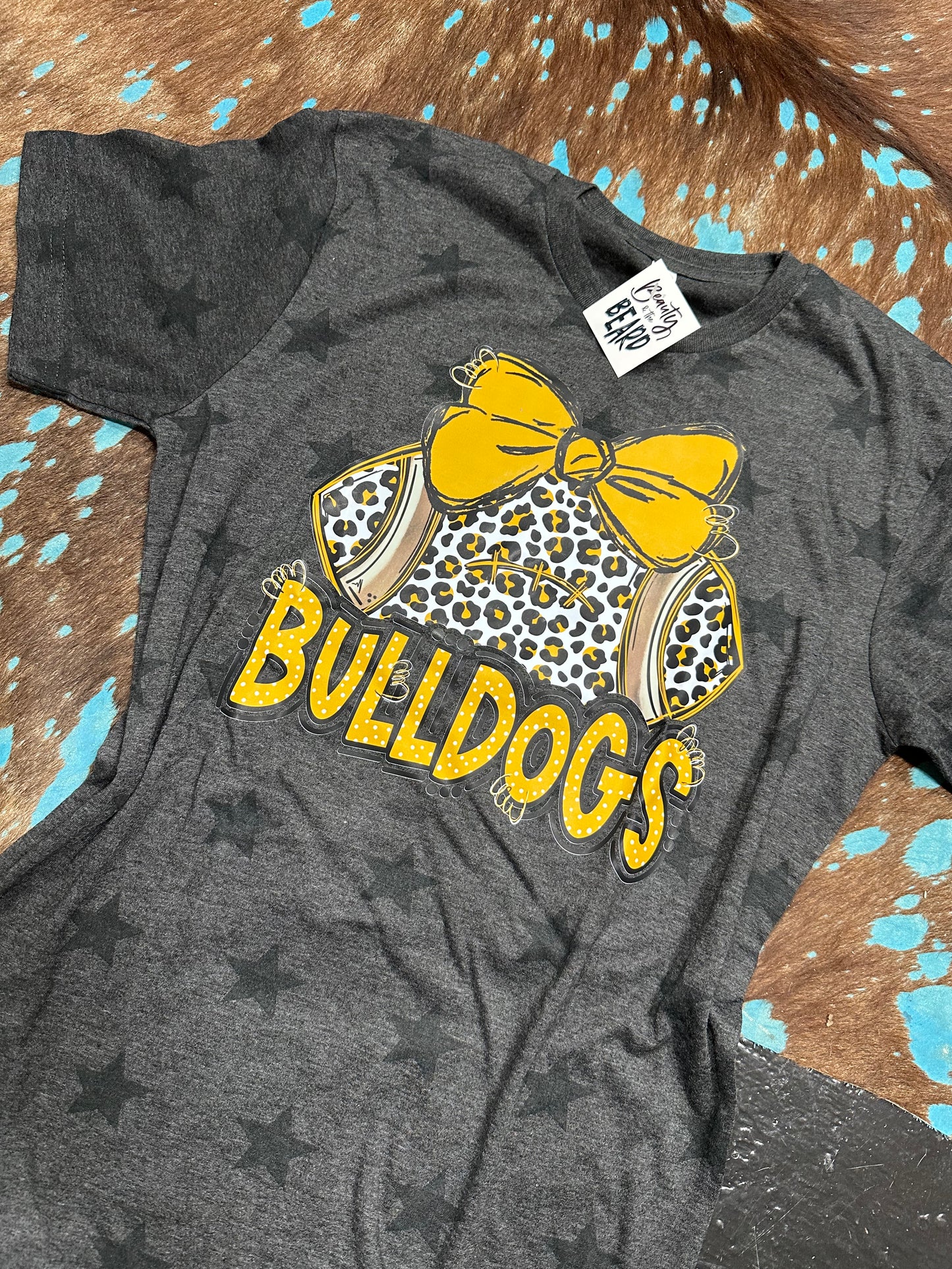 Bulldog Leopard Football Tee