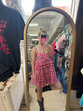 Load image into Gallery viewer, Gingham Tiered Ruffle Mini Dress
