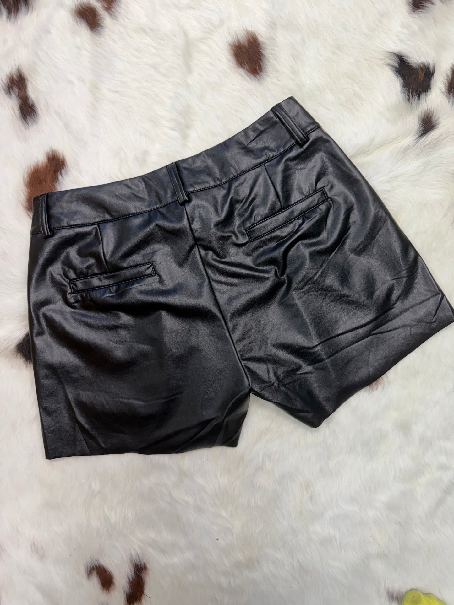 Jet Black Faux Leather Summa Shorts