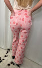 Pink Polka Dot High Rise Denim Straight Jeans