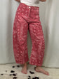 "Marianne" Dusty Rose Bandana Barrel Jeans