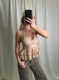 Cami Lace Ruffle Taupe Tank Top