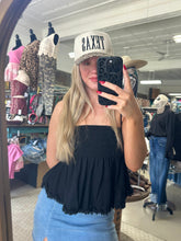 Load image into Gallery viewer, Black Frailed Tank Top
