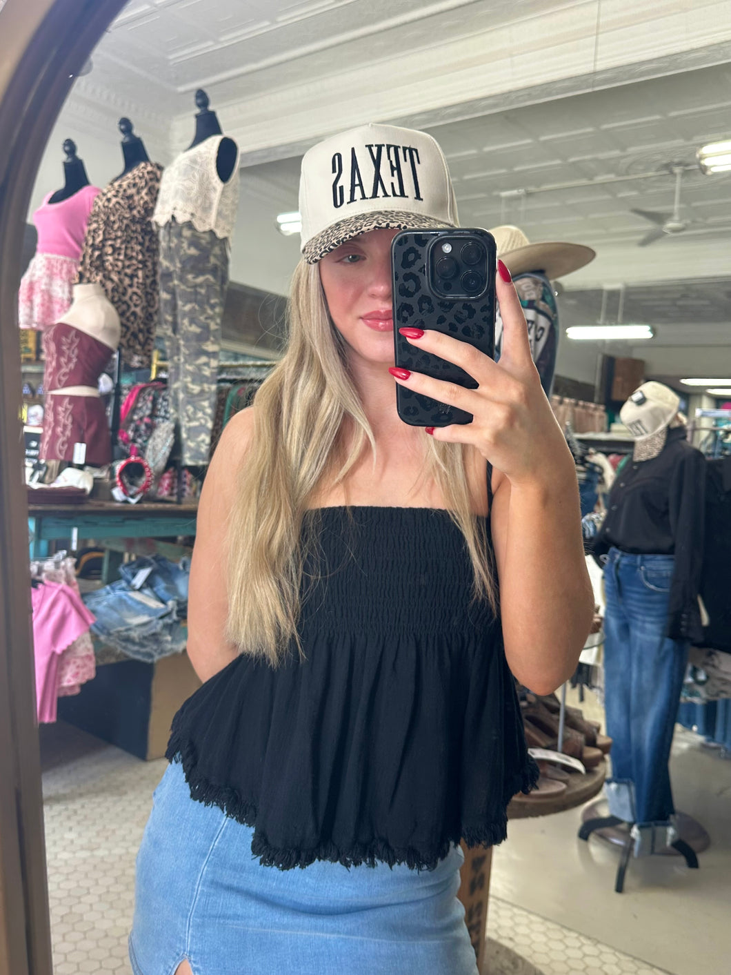 Black Frailed Tank Top