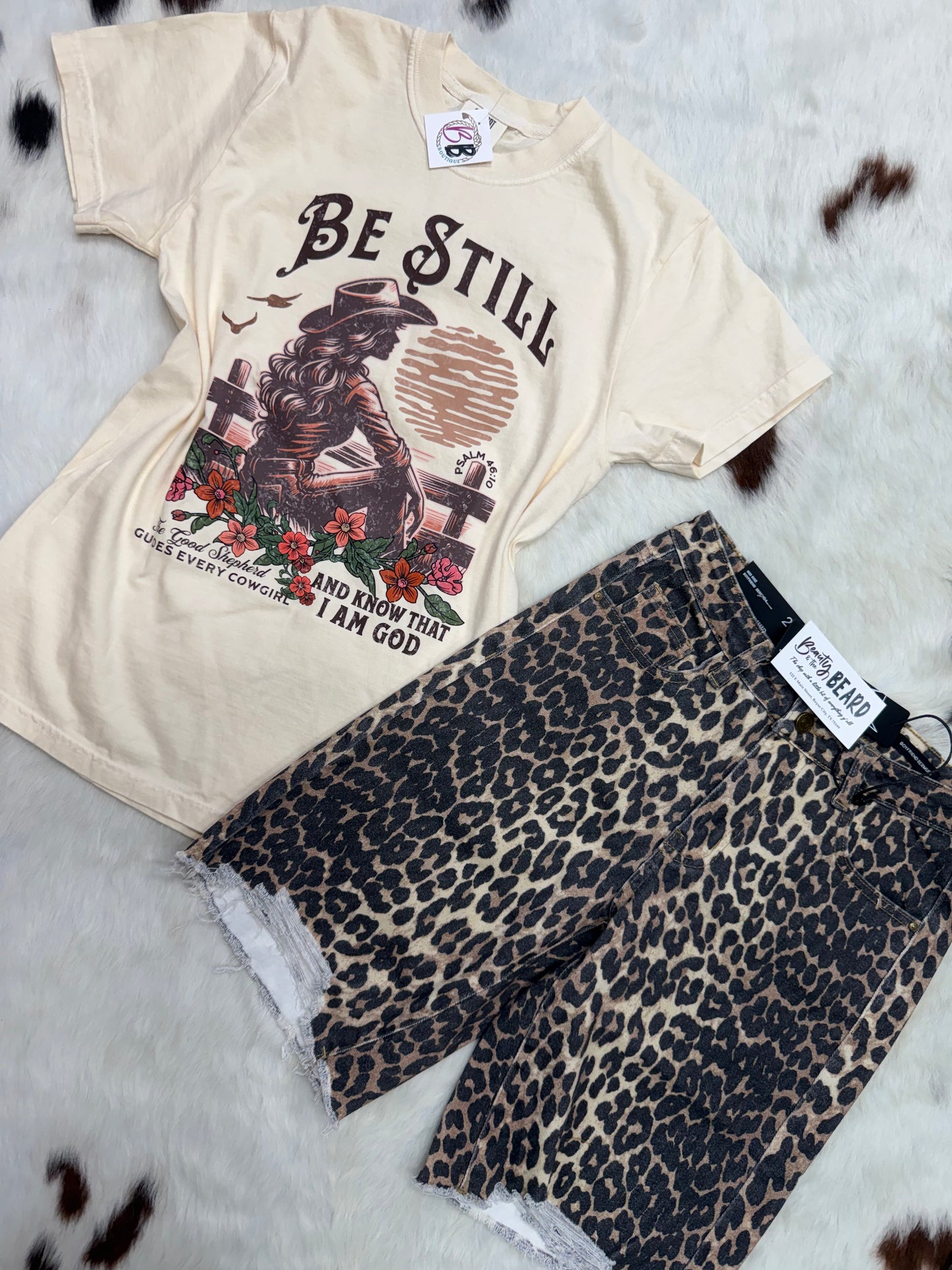 Leopard Bermuda Mid-Rise Boyfriend Shorts
