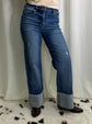 Risen High Rise Dark Wash Cowboy Cuff Jeans