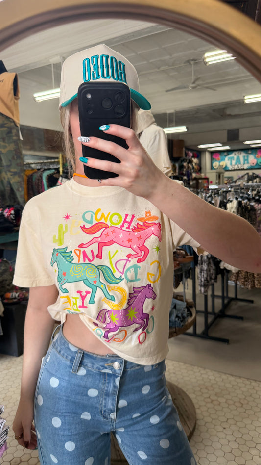 Howdy Horses Crop Tee