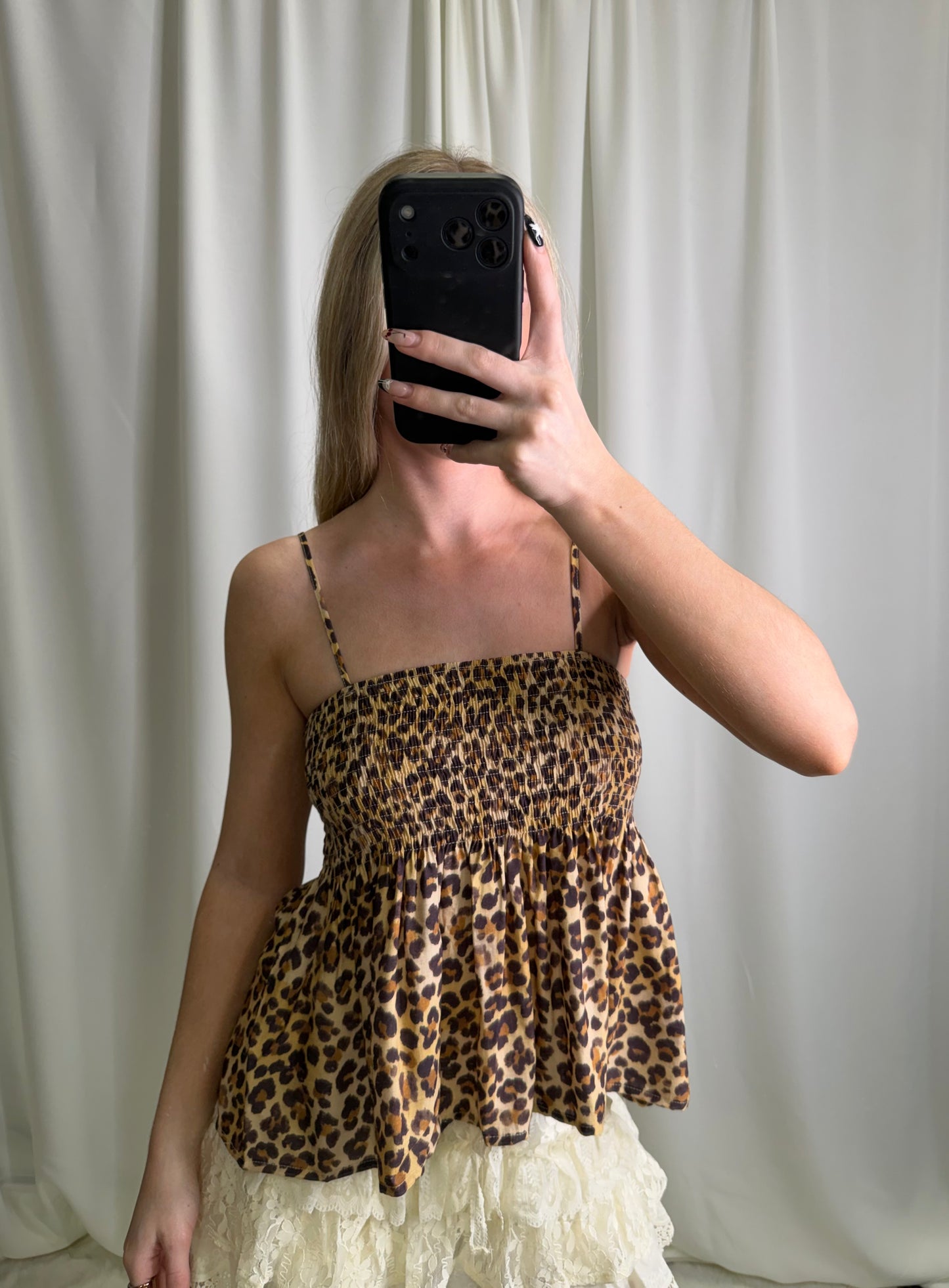 Regan Leopard Smocked Tank