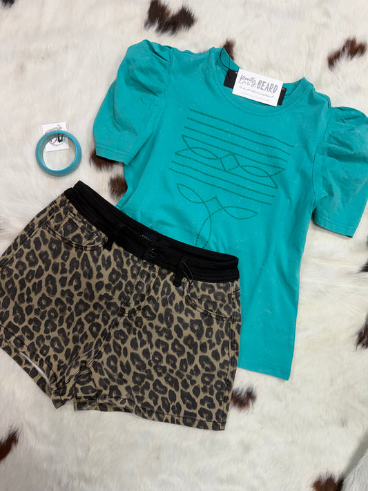 Risen High Rise Leopard Shorts