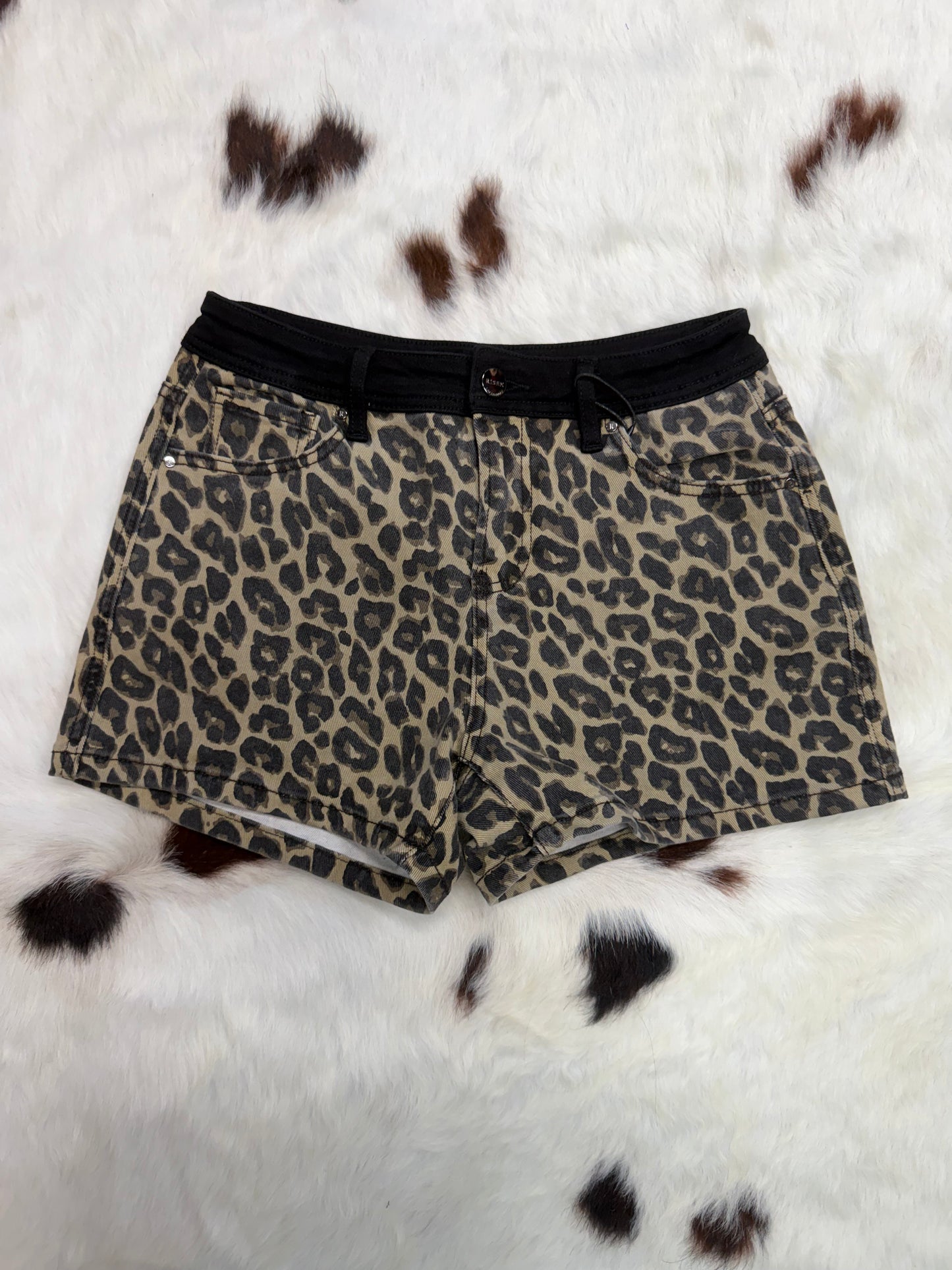 Risen High Rise Leopard Shorts