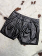 Jet Black Faux Leather Summa Shorts