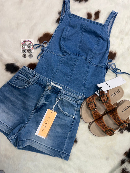 Risen Mid-Rise Relaxed Denim Shorts