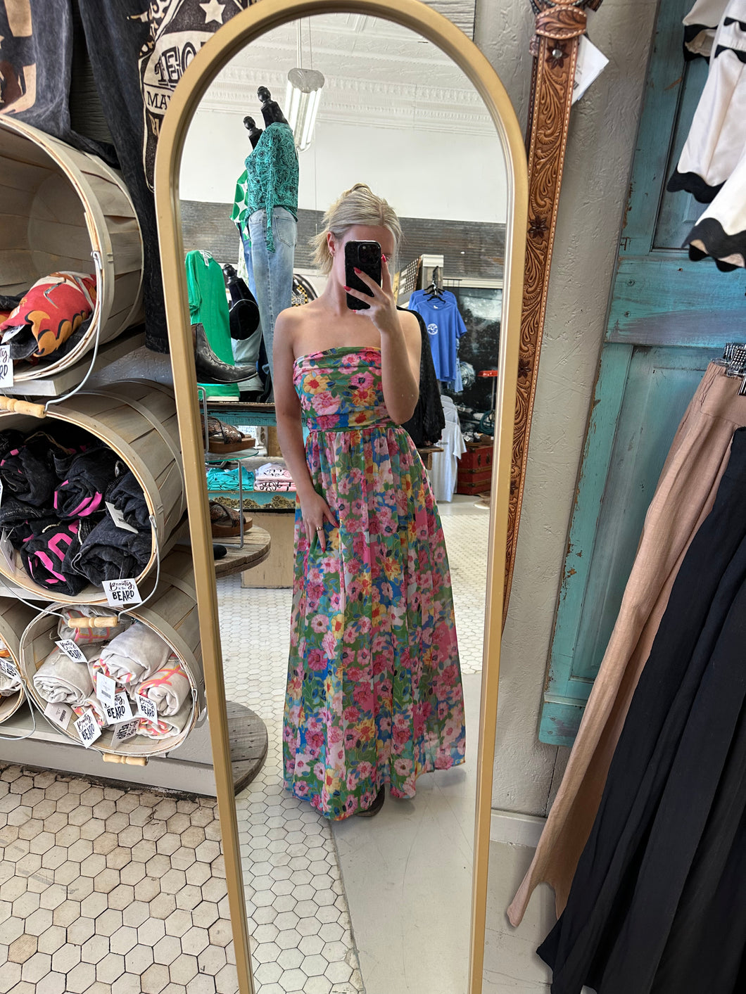 Floral Strapless Maxi Dress