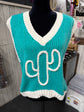 Turquoise Cactus Sweater Vest