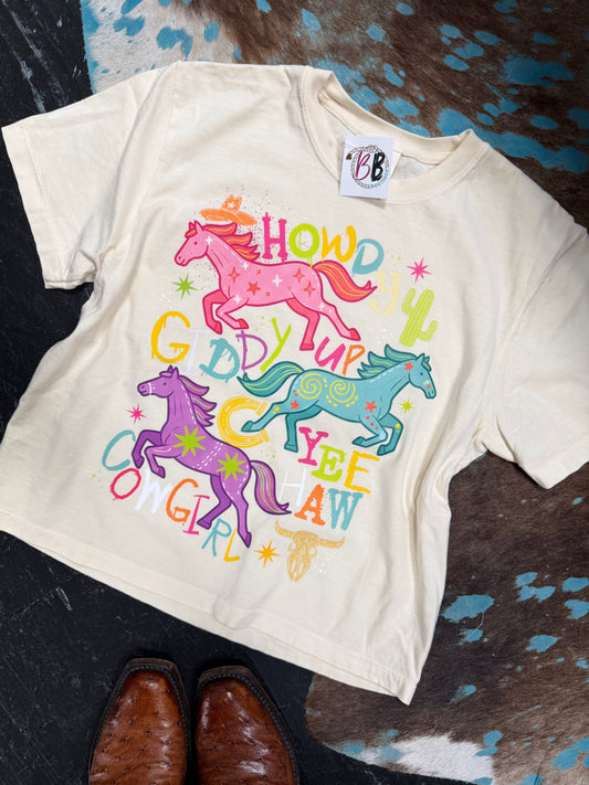 Howdy Horses Crop Tee
