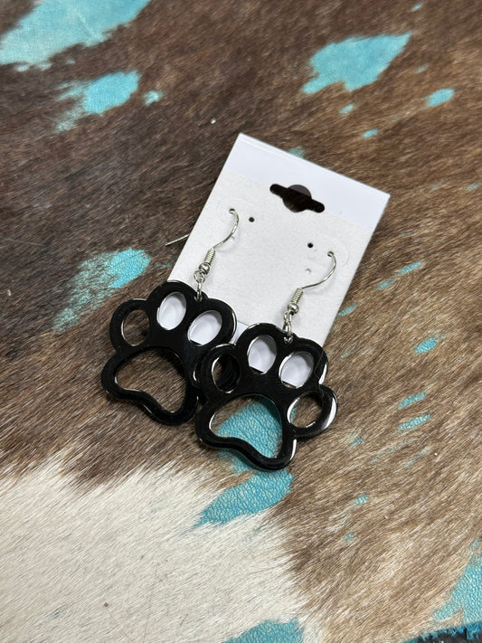 Black Pawprint Spirit Earrings