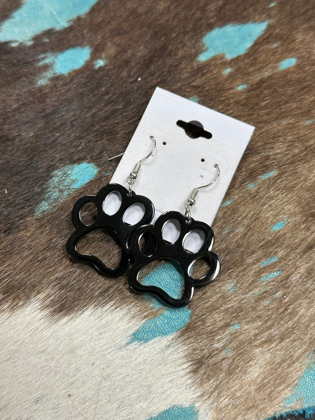 Black Pawprint Spirit Earrings