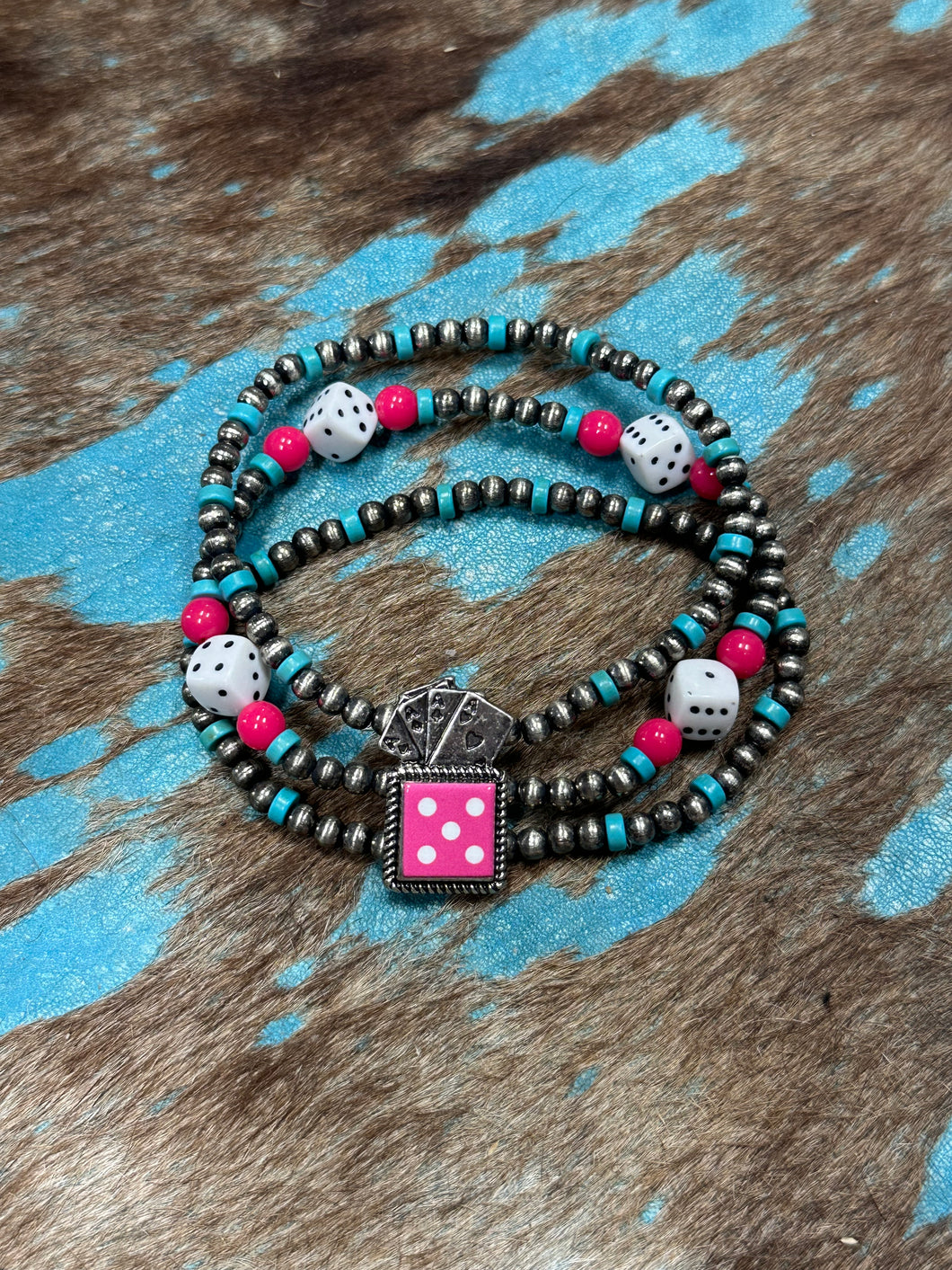 Pink Dice Bracelet Set