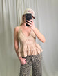 Cami Lace Ruffle Taupe Tank Top