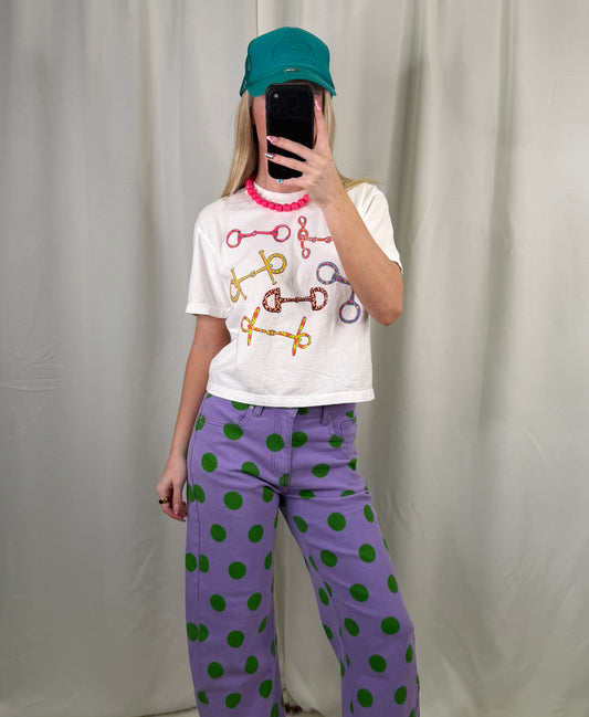 Multi-Colored Snaffle Bit Crop Tee