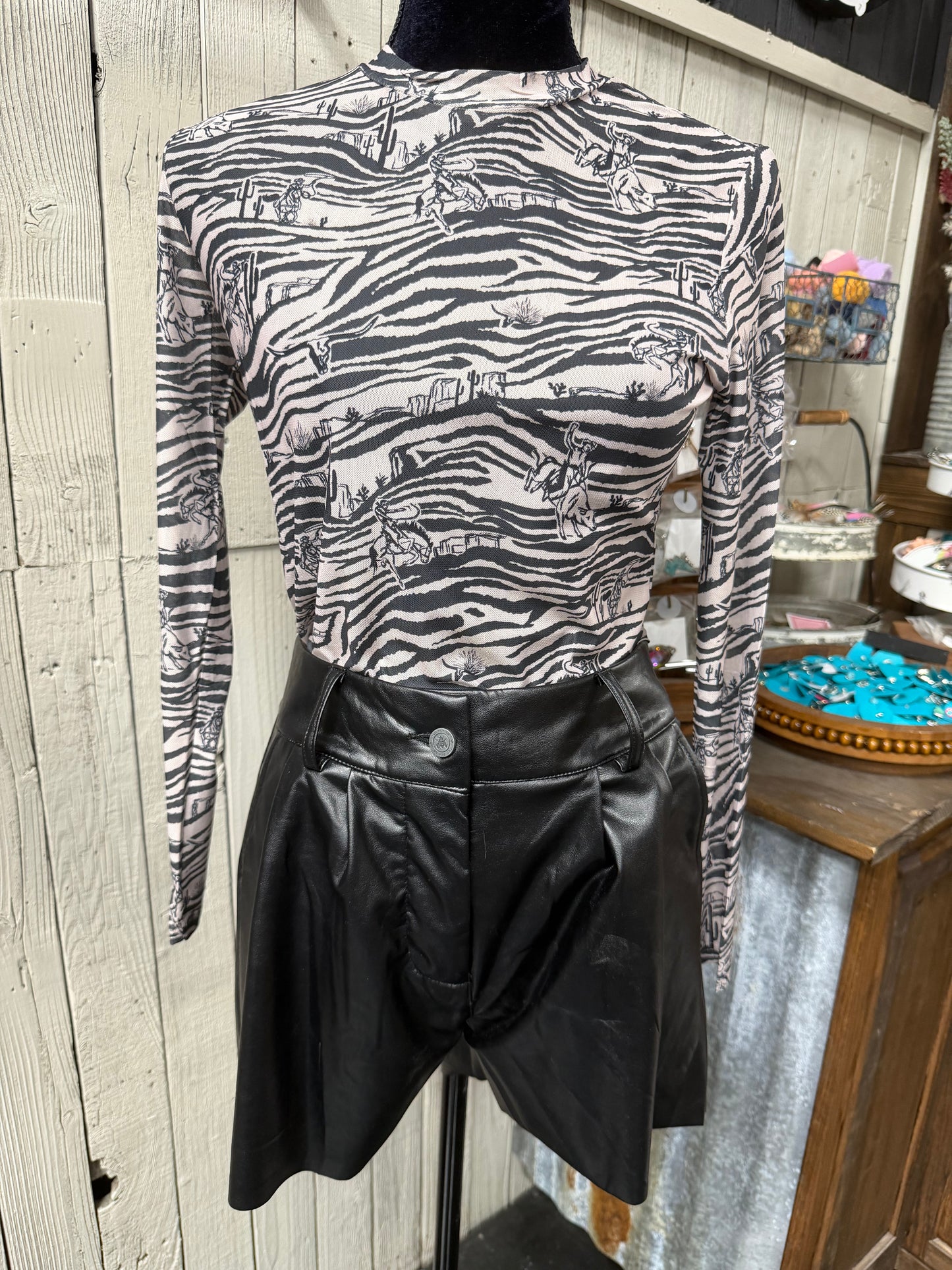 Jet Black Faux Leather Summa Shorts