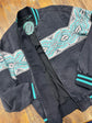 Turquoise and Black Bomber Jacket