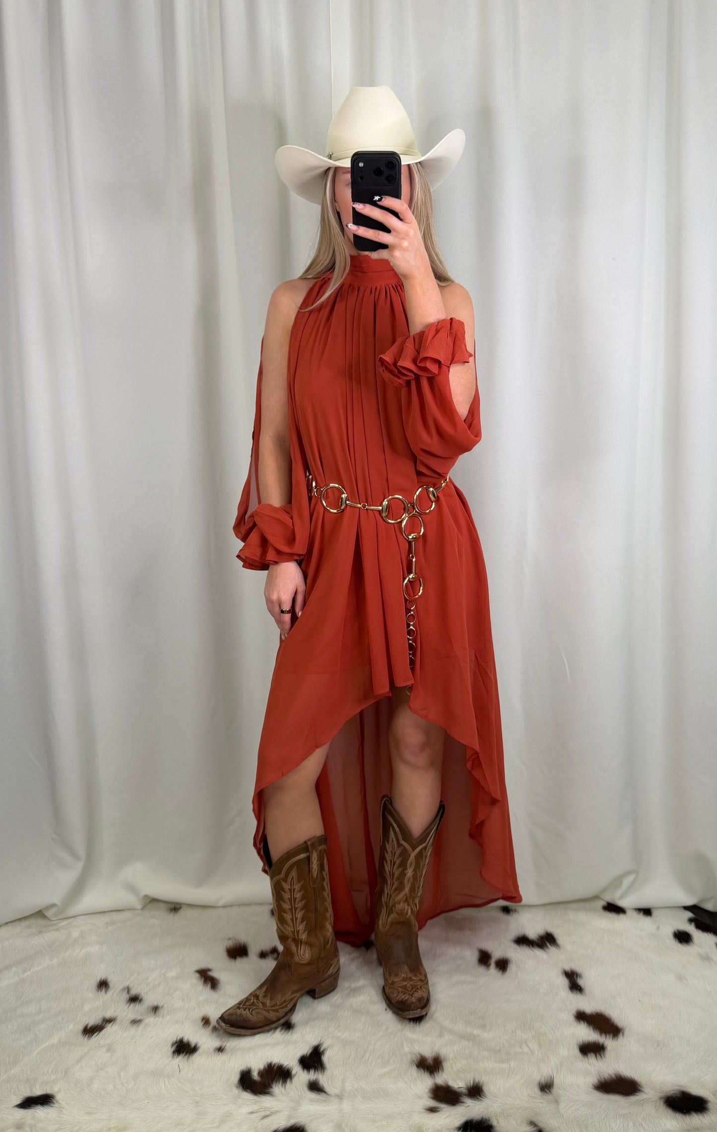 Rae High-Low Halter Maxi Dress