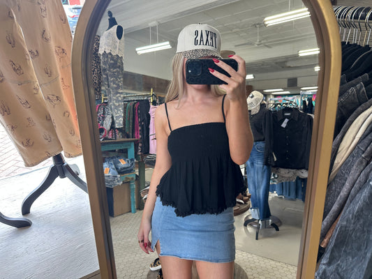 Black Frailed Tank Top