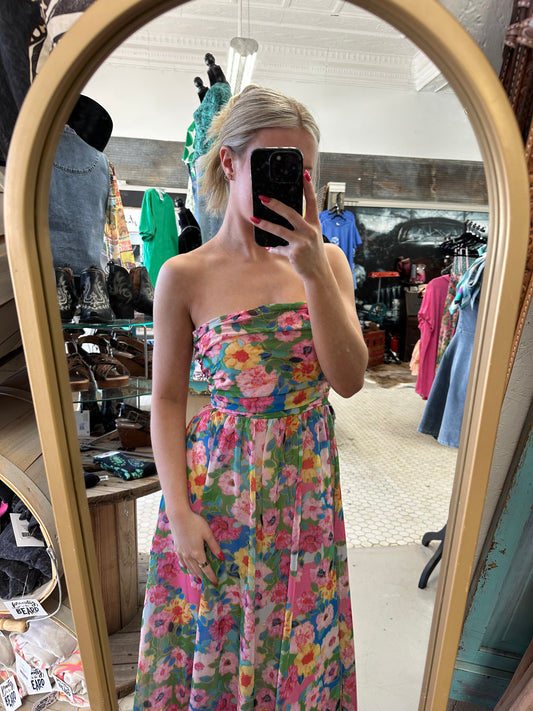 Floral Strapless Maxi Dress