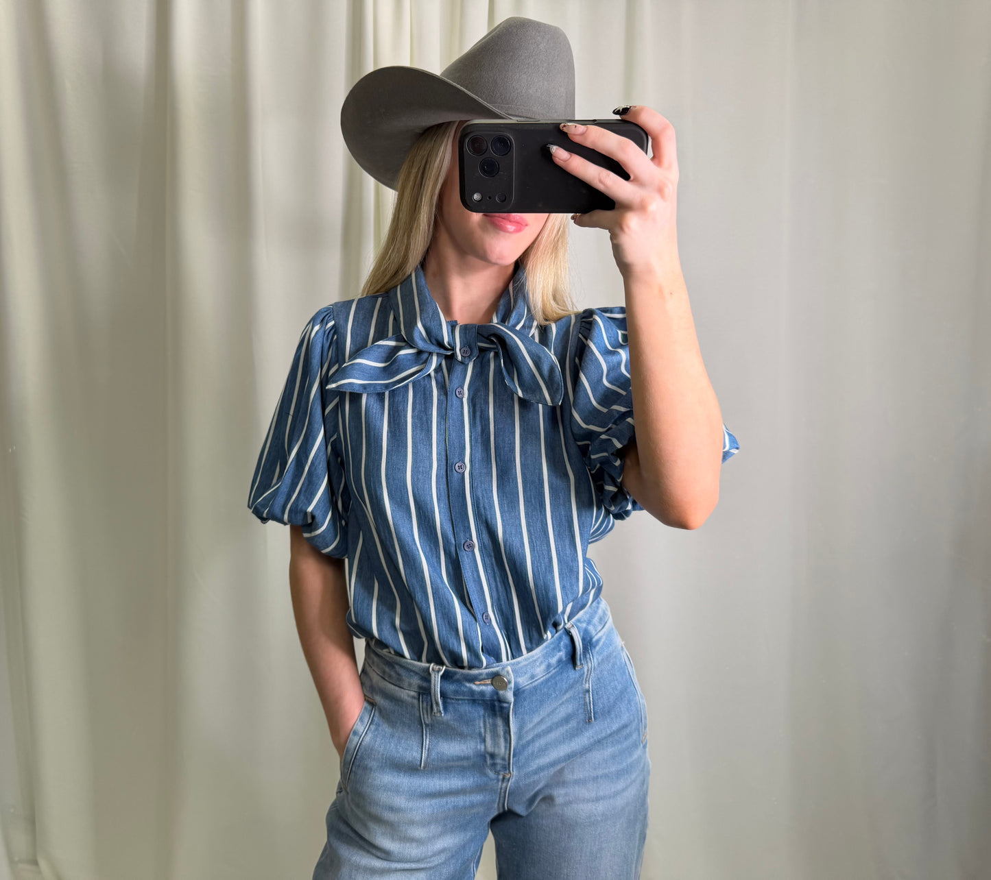 Blue and White Stripe Blouse