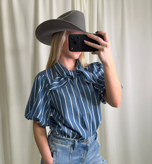 Blue and White Stripe Blouse