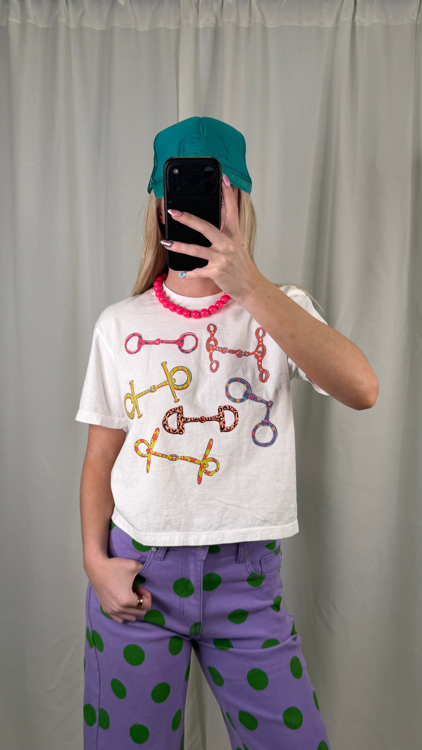 Multi-Colored Snaffle Bit Crop Tee