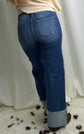 Risen High Rise Dark Wash Cowboy Cuff Jeans