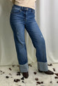 Risen High Rise Dark Wash Cowboy Cuff Jeans