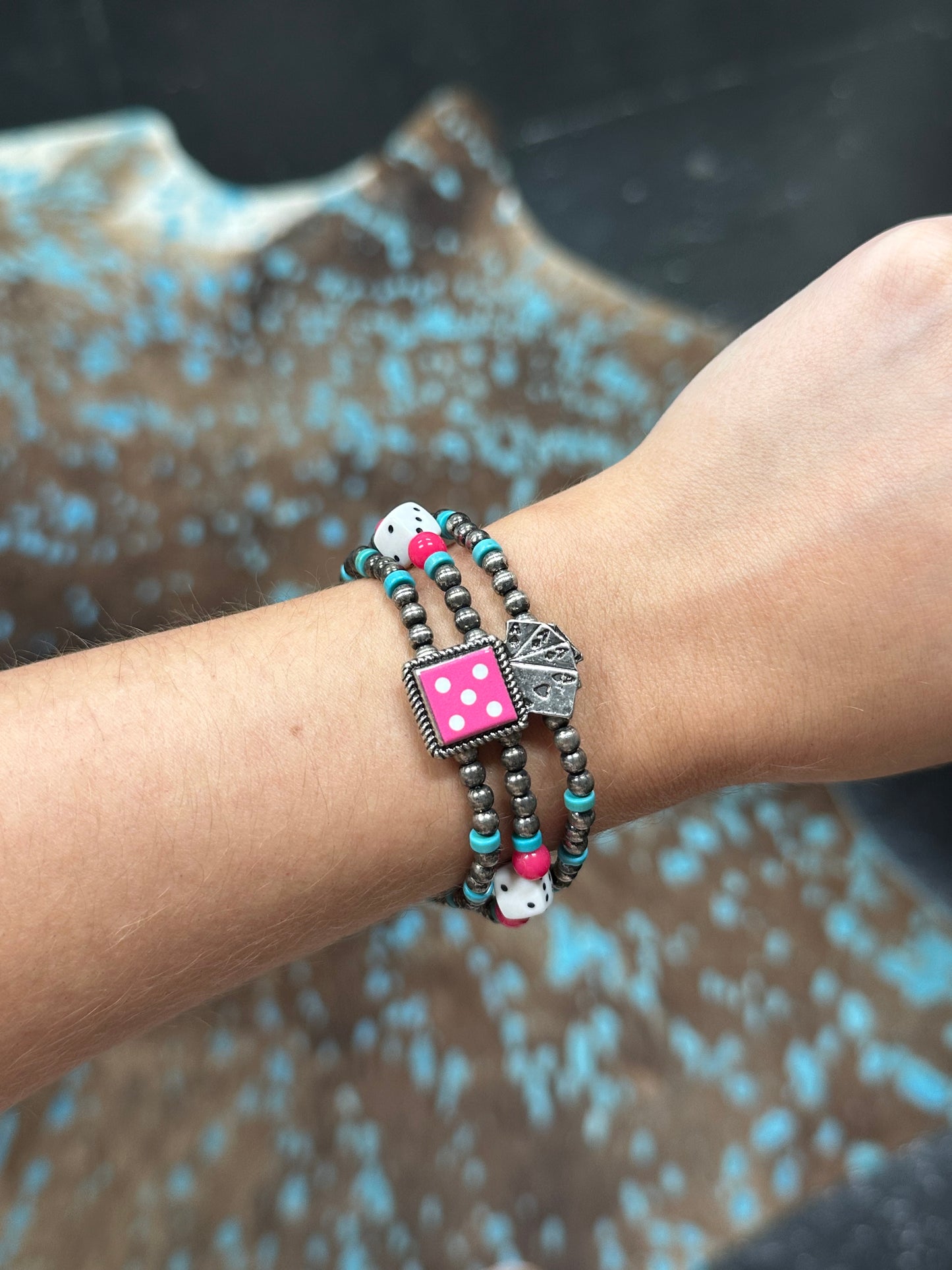 Pink Dice Bracelet Set