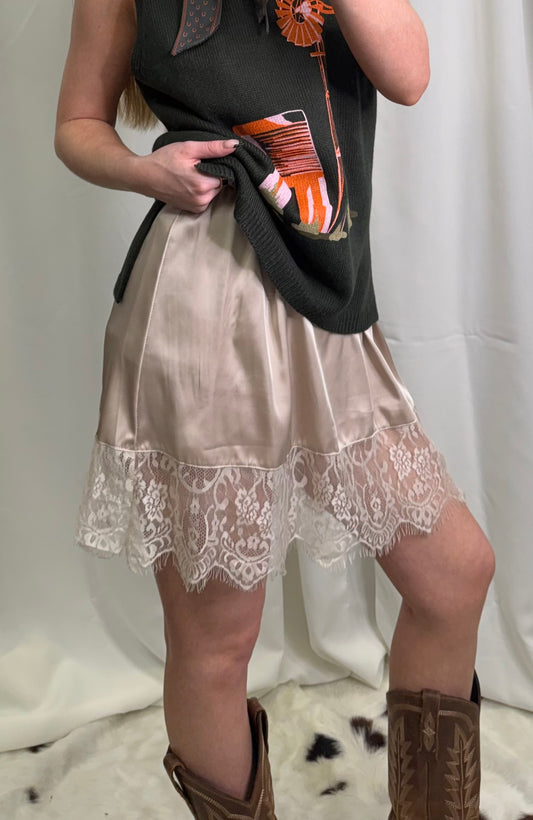 My Lace Extendy Tan Skirt