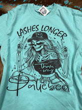 Load image into Gallery viewer, Lashes Long Than My Patience Tee
