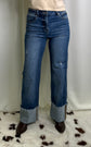 Risen High Rise Dark Wash Cowboy Cuff Jeans
