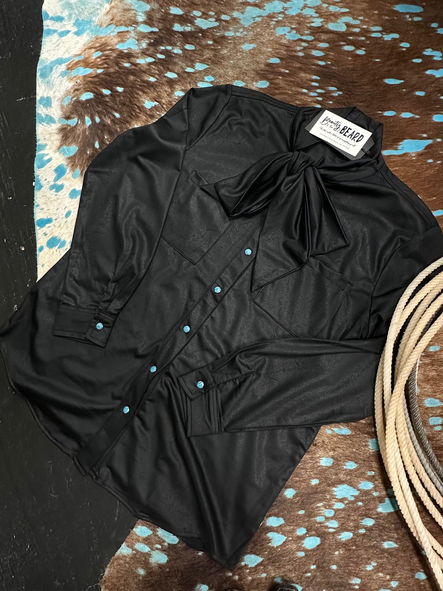 Black Leather Outlaw Top