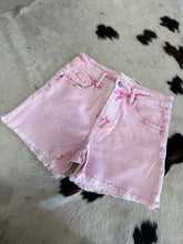 Load image into Gallery viewer, Pink Acid Wash Risen Shorts
