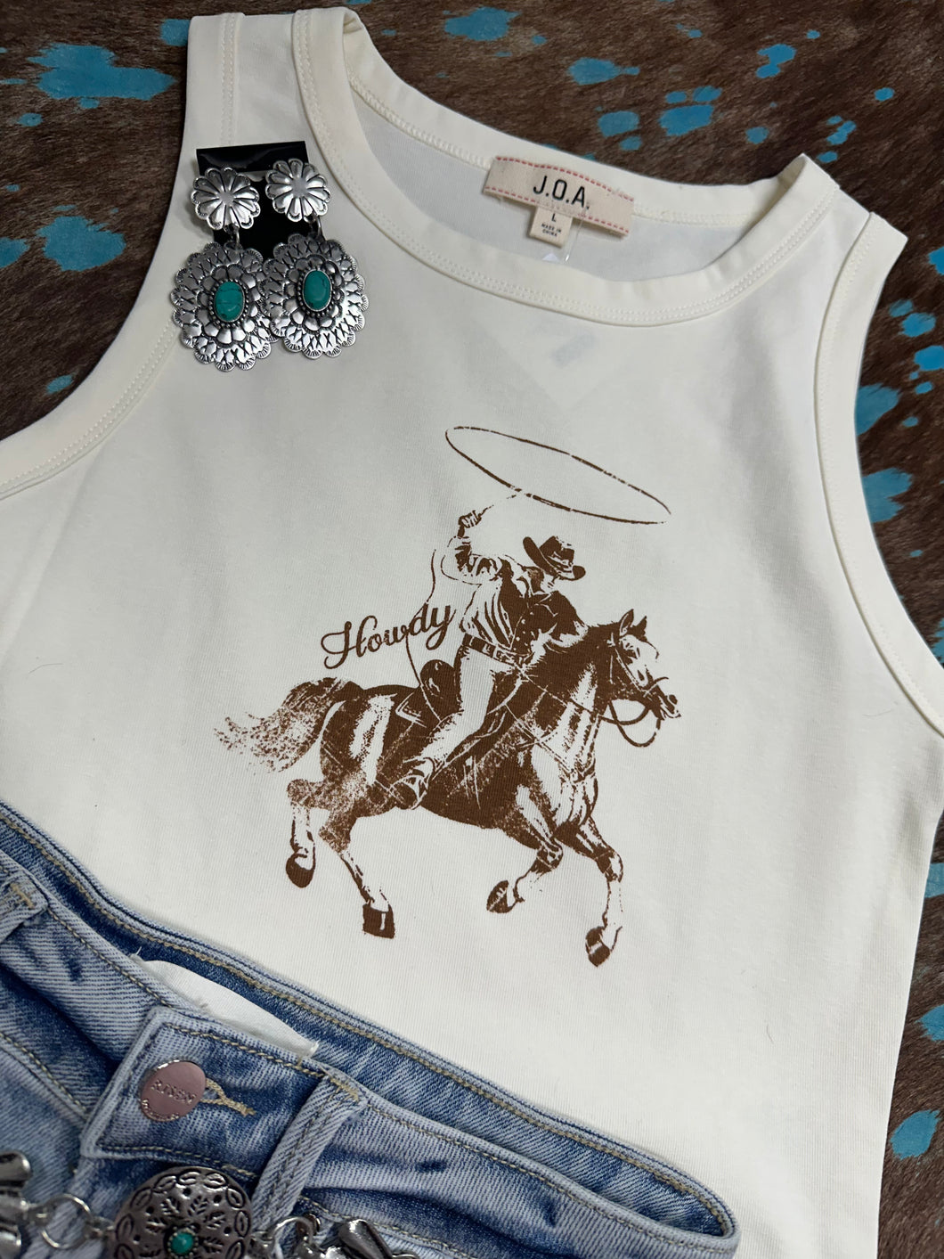 Cream Western Crop Tank