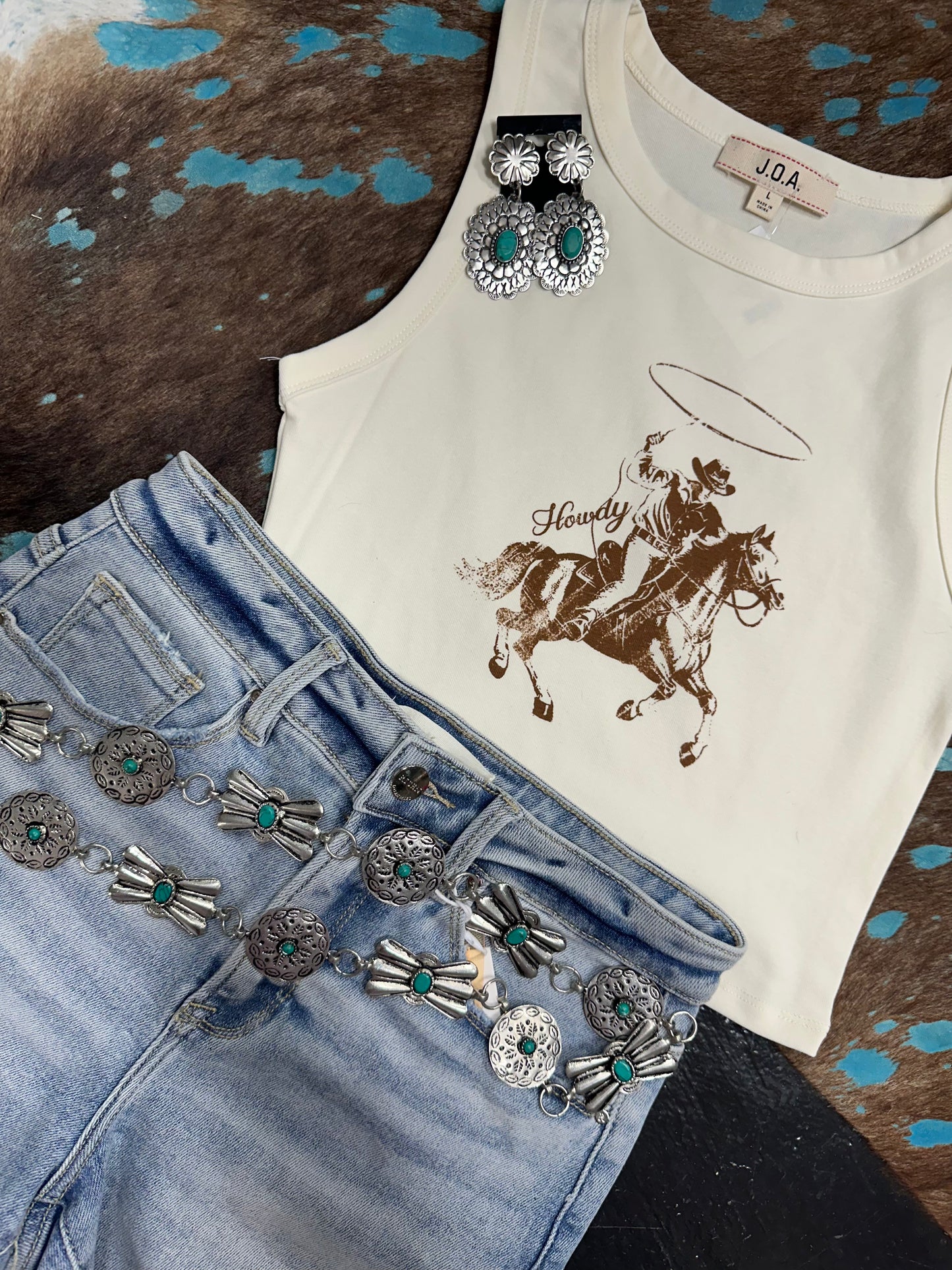 Cream Western Crop Tank