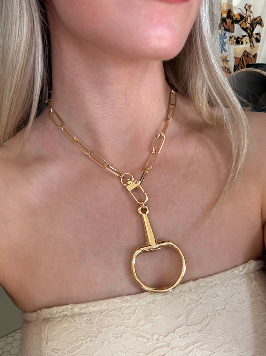 Gold Snaffle Bit Necklace